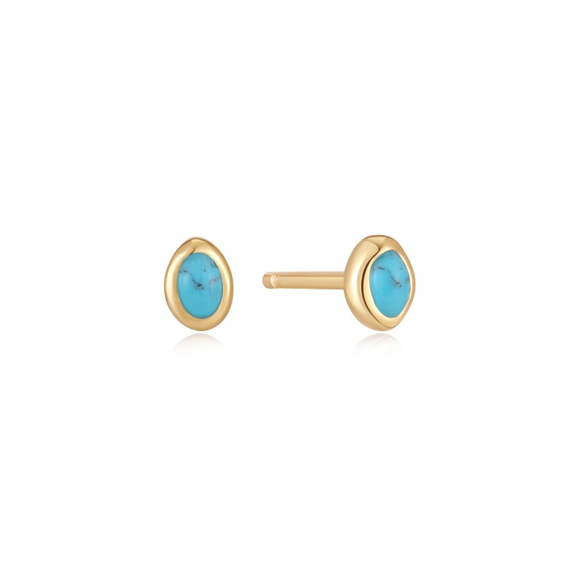 ANIA HAIE 14K GOLD PLATED ON STERLING SILVER YURQUOISE WAVE STUD EARRINGS
