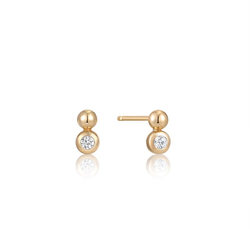 ANIA HAIE STERLING SILVER GOLD PLATED ORB SPARKLE STUD EARRINGS