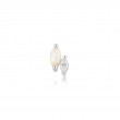 Silver Kyoto Opal And Sparkle Marquise Barbell Single Earring