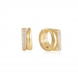 Gold Pav?Double Huggie Hoop Earrings
