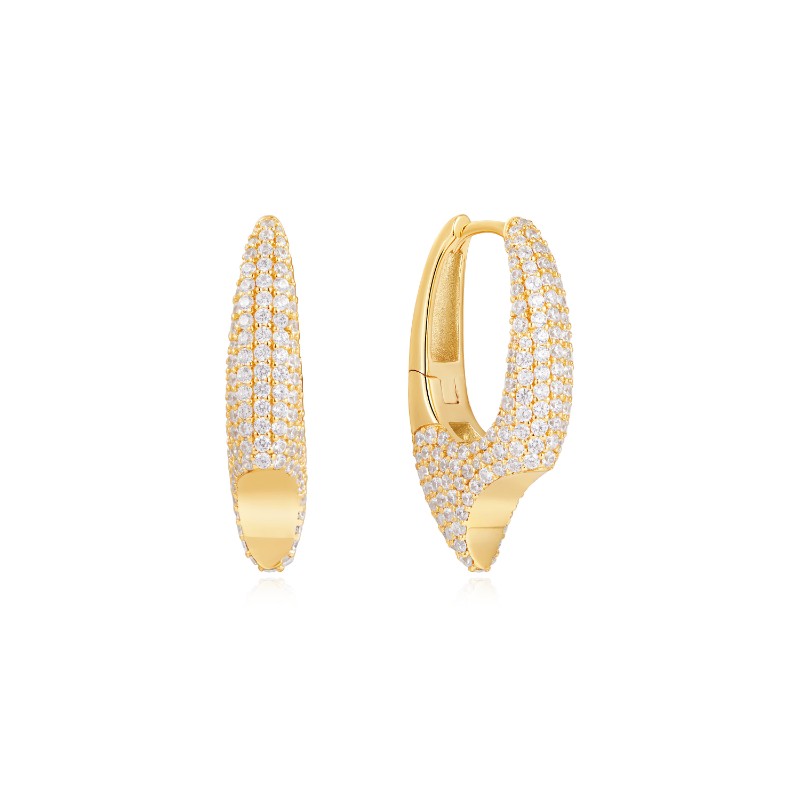Gold Pav?Arrow Hoop Earrings