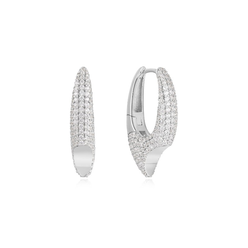Silver Pav?Arrow Hoop Earrings
