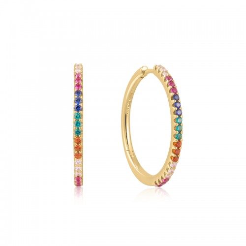Gold Rainbow Pav?Hoop Earrings