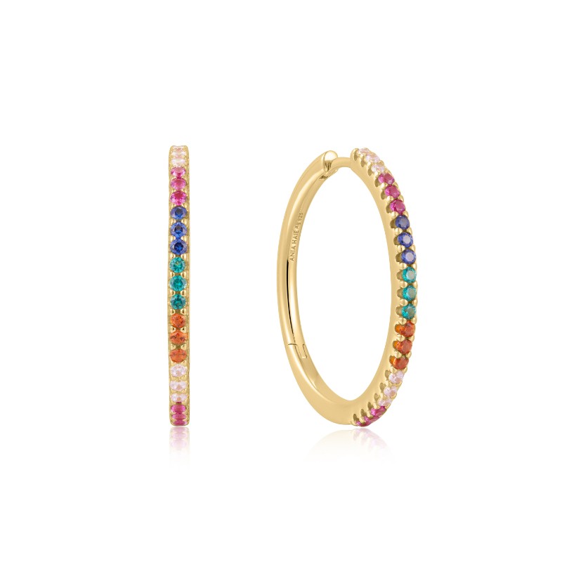 Gold Rainbow Pav?Hoop Earrings