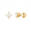Gold Pearl Barbell Earrings