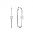 Silver Pearl Modernist Oval Hoop Earrings
