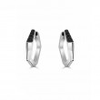 14K WHITE GOLD SMALL HEXAGON SHAPE FRONT HALF .15CTTW ROUND BLACK DIAMOND BACK HALF .11CTTW ROUND SI CLARITY & GH COLOR DIAMONDS