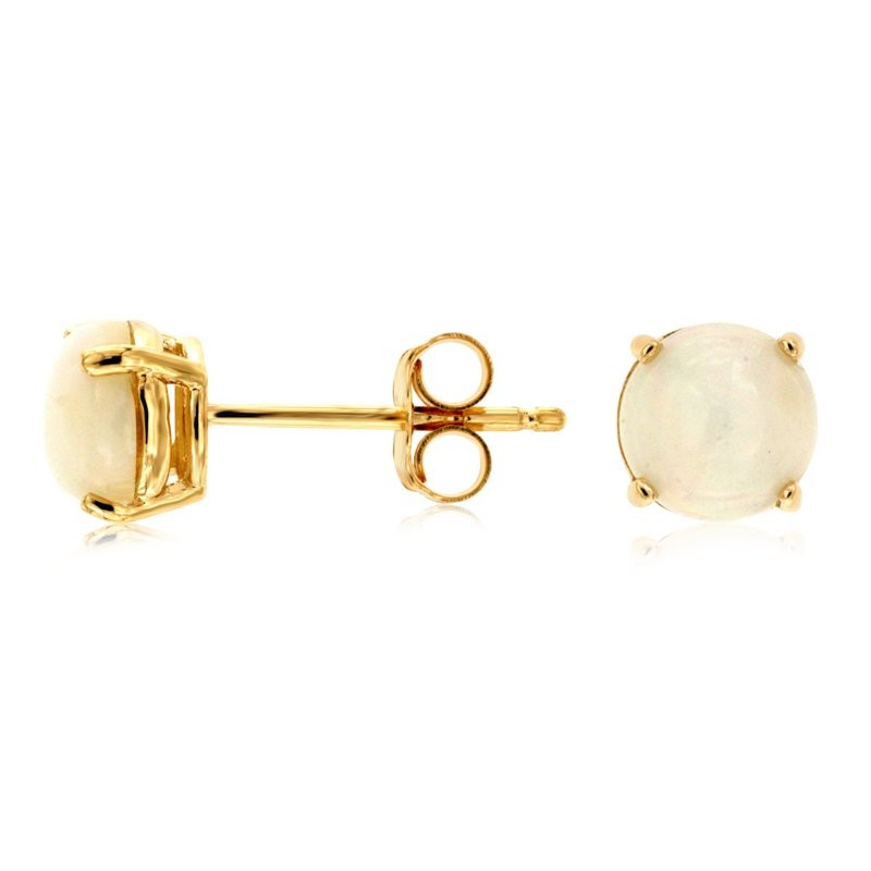 14K YELLOW GOLD 1.00CTTW ROUND OPAL STUD EARRINGS