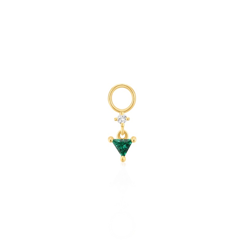 Gold Sparkle Drop Green Earring Charm