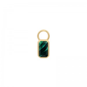 Gold Faceted Green Earring Charm
