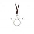 VINCENT PEACH STERLING SILVER FULL CHEEK BIT NECKLACE ON BROWN LEATHER