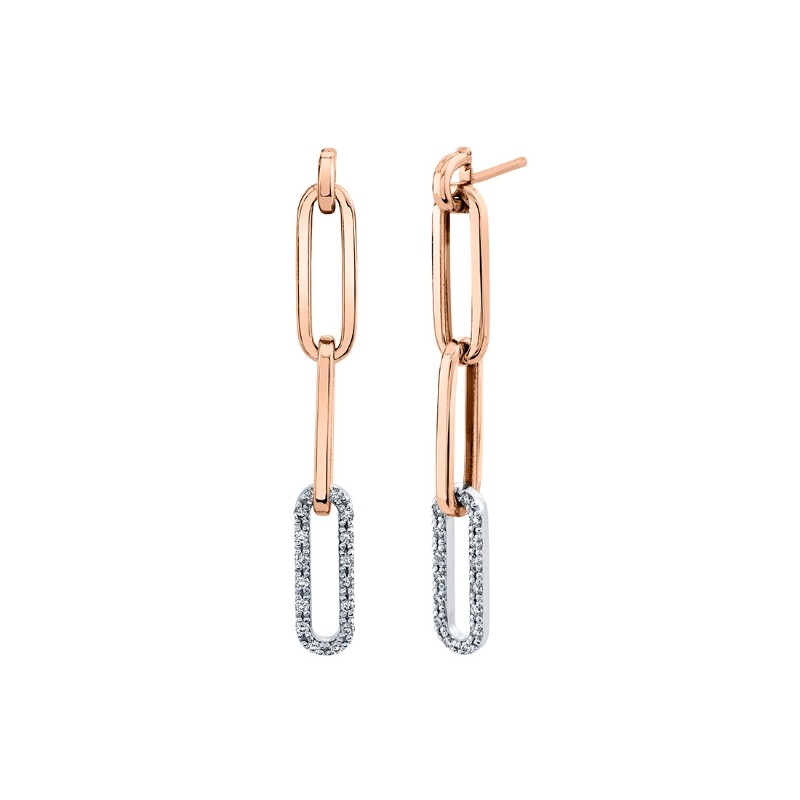Diamond Paperclip Dangle Earrings