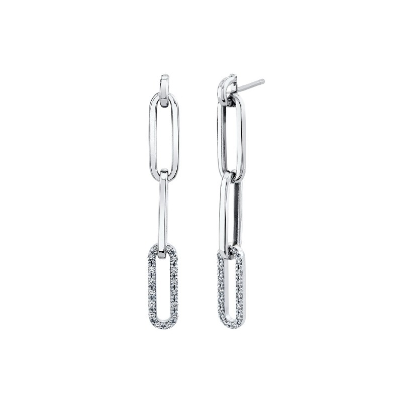 Diamond Paperclip Dangle Earrings