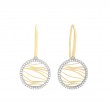 14K YELLOW GOLD ROUND WAVE DROP EARRINGS WITH .22CTTW ROUND SI CLARITY & GH COLOR DIAMONDS SET ON THE EDGE