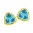 14kt Yellow Gold Blue Topaz Laser Cut Trillion Earrings