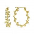 14kt Yellow Gold Florentine Textured Branch Diamond Hoops