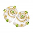 14kt Yellow Gold Mother of Pearl Shell & Peridot Twisted Gold Rope Earrings