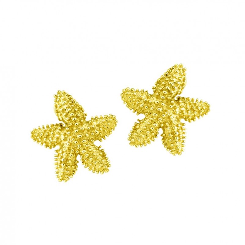14kt Yellow Gold Textured Starfish Earrings