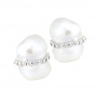 14kt White Gold Peanut Pearl & Diamond Earrings