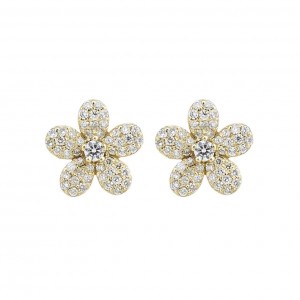14kt Yellow Gold Diamond Clover Earrings