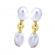 14kt Yellow Gold Double Baroque Pearl Drop Earrings