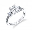 Emerald Cut Three Stone Engagement Ring With Princess Side Stones - Eva