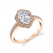 Oval Cut Flower Halo Engagement Ring - Lilian