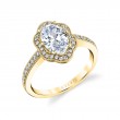 Oval Cut Flower Halo Engagement Ring - Lilian