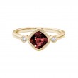 14K YELLOW GOLD 6MM BEZEL SET SQUARE GARNET RING WITH .05CTTW ROUND SI CLARITY & GH COLOR DIAMONDS