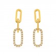 14K YELLOW GOLD PAPERCLIP DROP EARRINGS WITH .20CTTW ROUND I1 CLARITY & HI COLOR DIAMONDS SET IN THE BOTTOM LINK