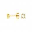 14K YELLOW GOLD POST EARRINGS WITH .25CTTW I1 CLARITY & HI COLOR EMERLAD CUT BEZEL SET DIAMONDS