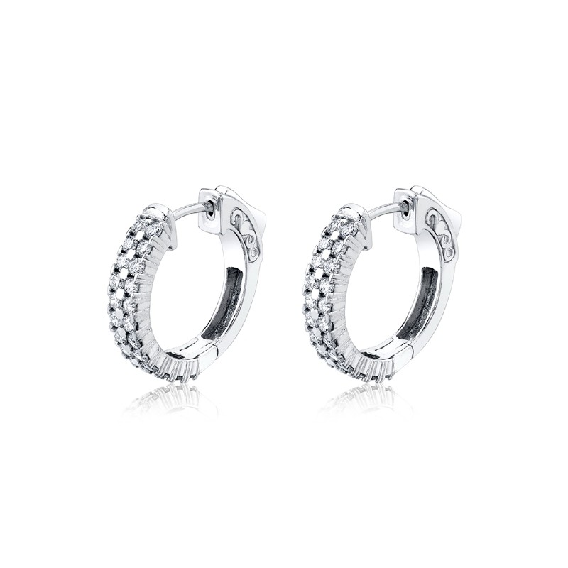 Double Row Diamond Huggies 1.00 CT
