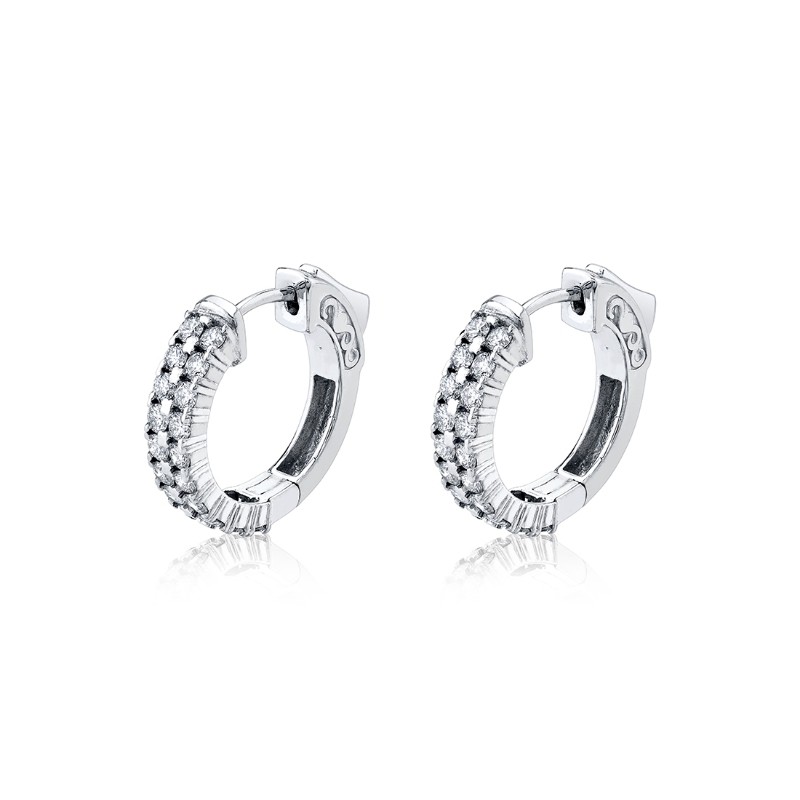 Double Row Diamond Huggies 1.20 CT