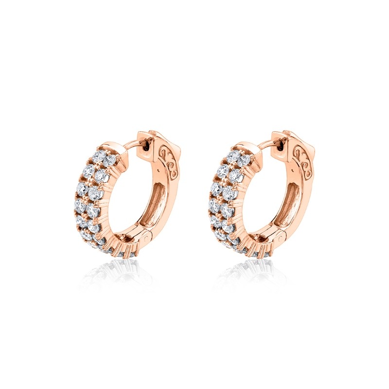 Double Row Diamond Huggie Hoops