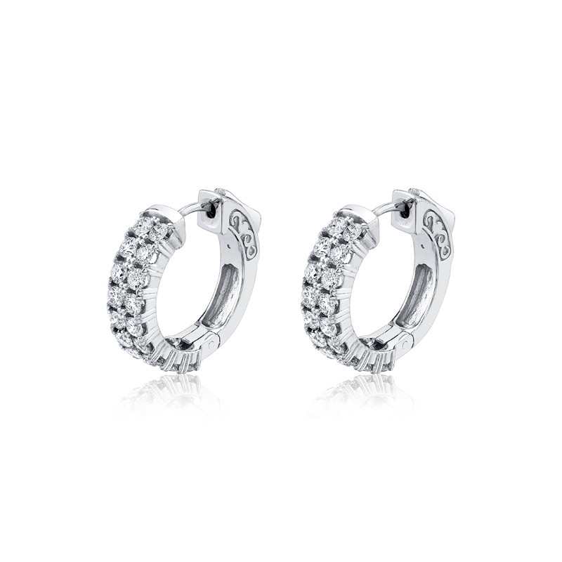 Double Row Diamond Huggie Hoops