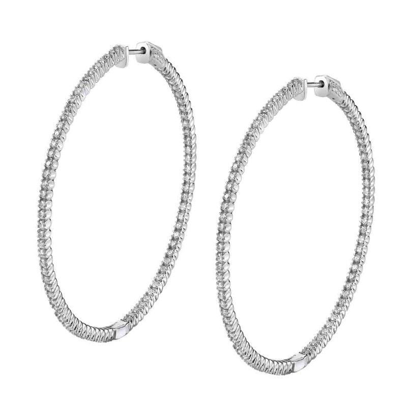 Thin Diamond Hoop Earrings