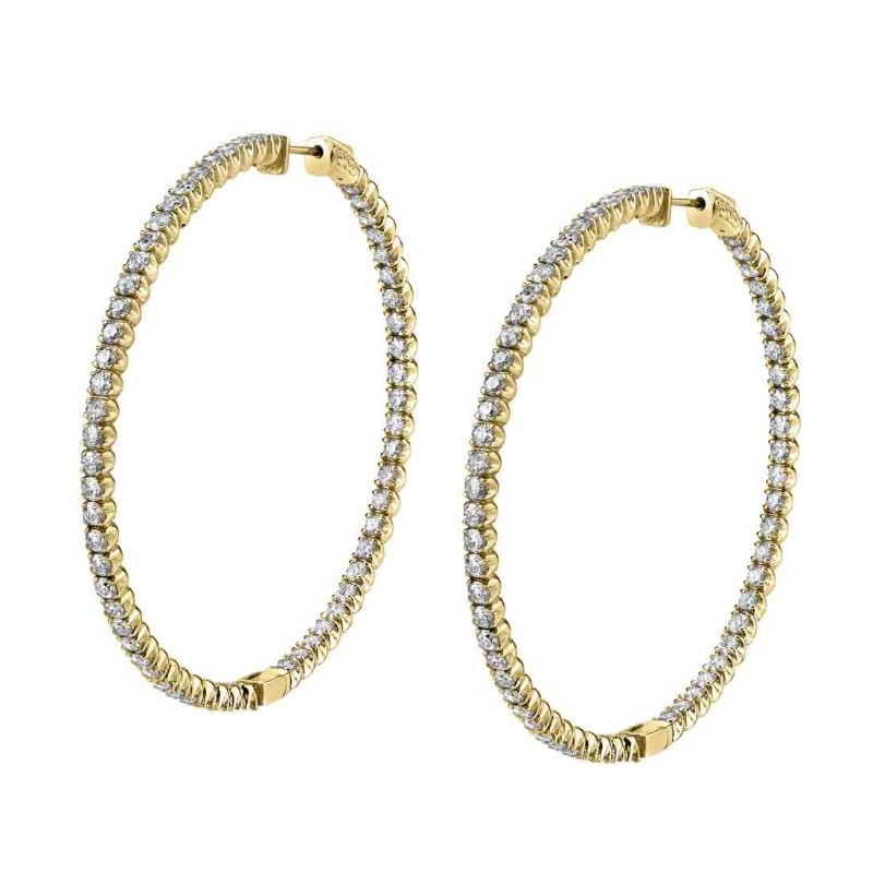 Thin Diamond Hoop Earrings - 50MM