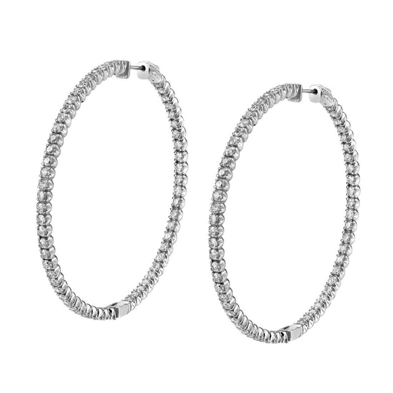Thin Diamond Hoop Earrings - 50MM