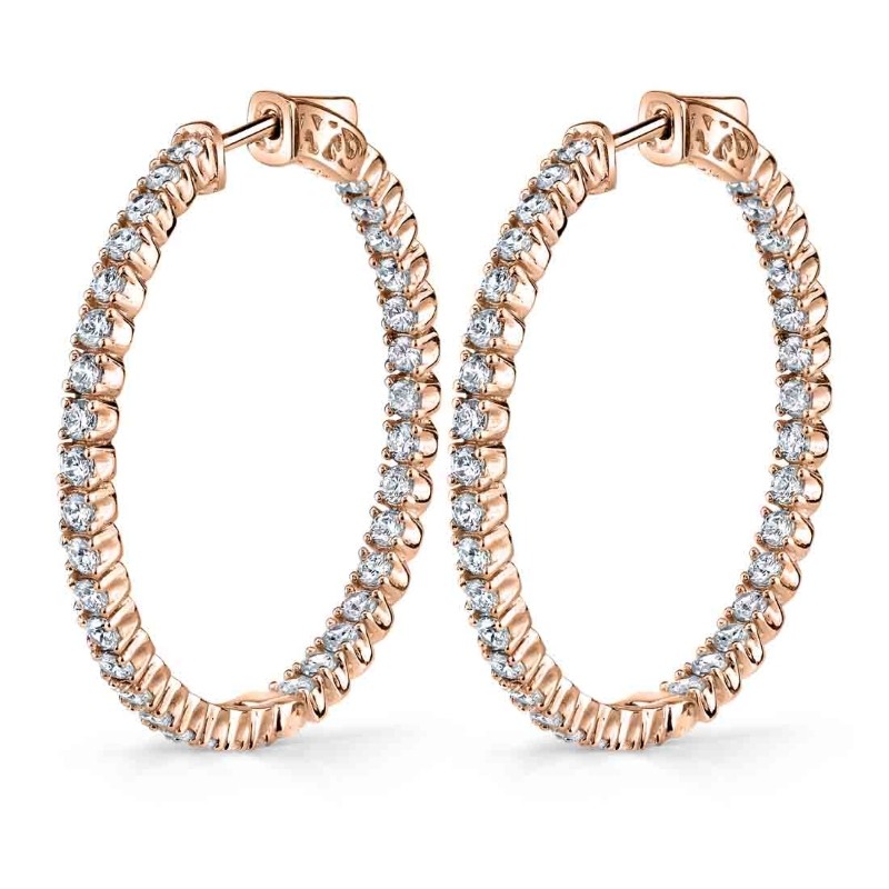 Large Diamond Hoop Earrings - 35MM