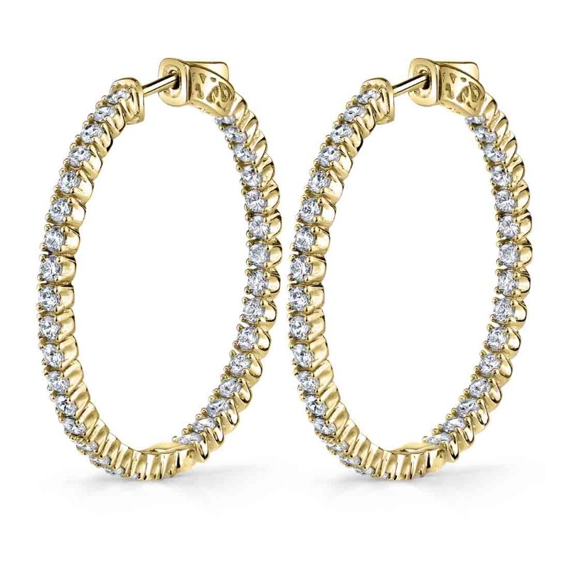 Large Diamond Hoop Earrings - 35MM