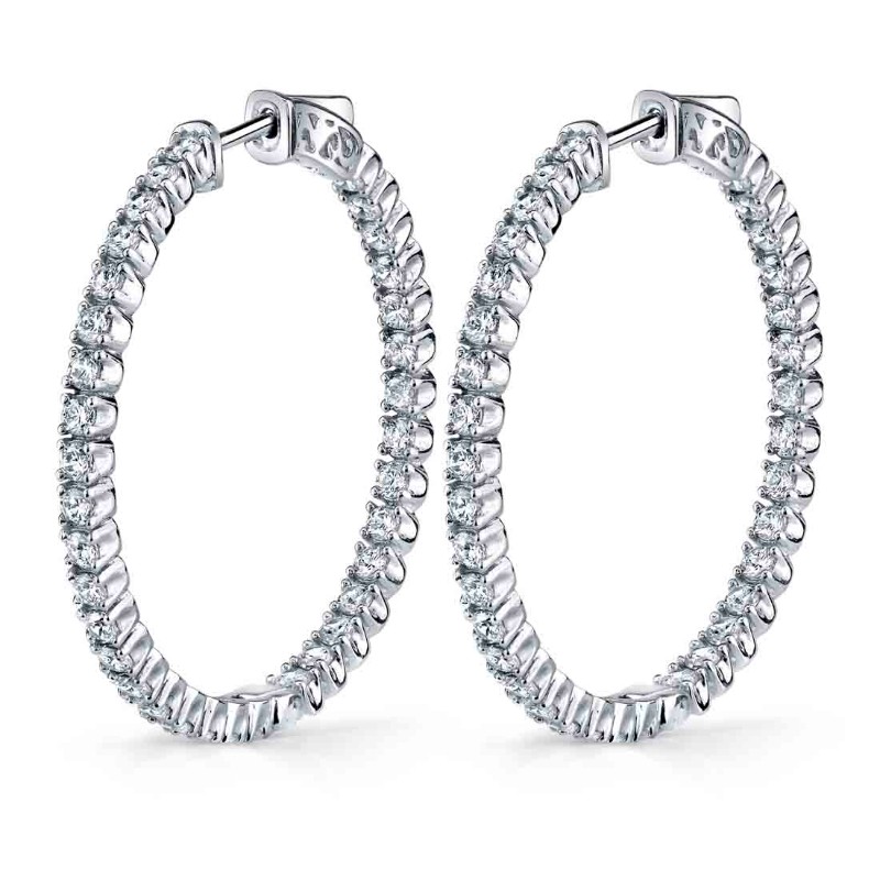 Large Diamond Hoop Earrings - 35MM