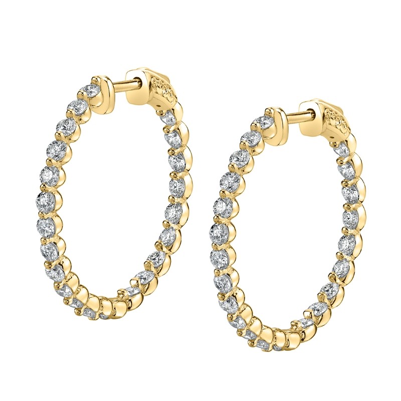 Single Prong Diamond Hoop Earrings 24MM
