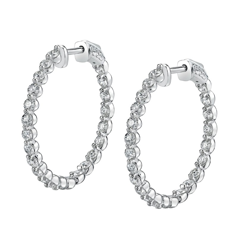 Single Prong Diamond Hoop Earrings 24MM