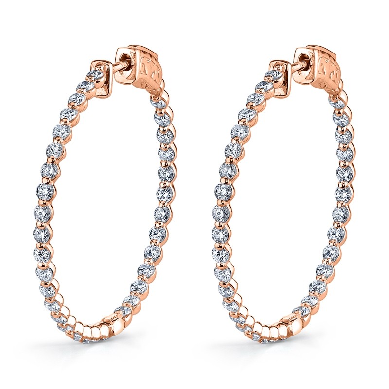 Single Prong Diamond Hoop Earrings 32MM