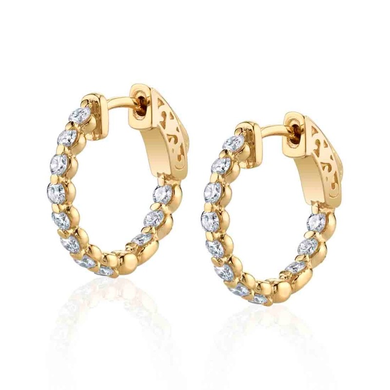 Single Prong Diamond Hoop Earrings - 17MM