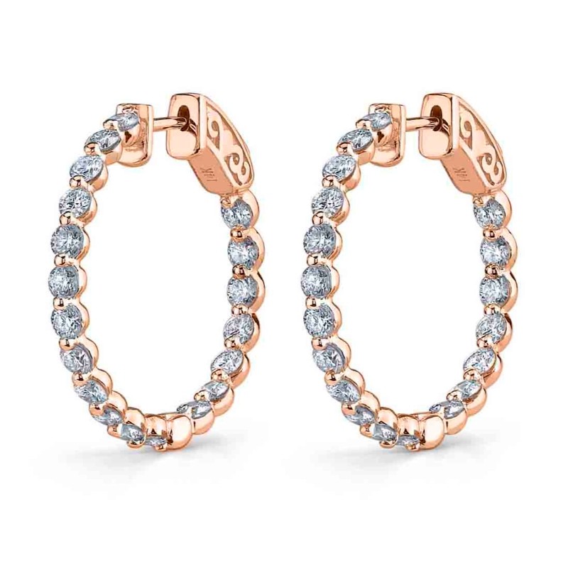 Single Prong Diamond Hoop Earrings - 23MM