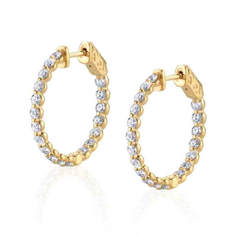 Single Prong Diamond Hoop Earrings - 23MM