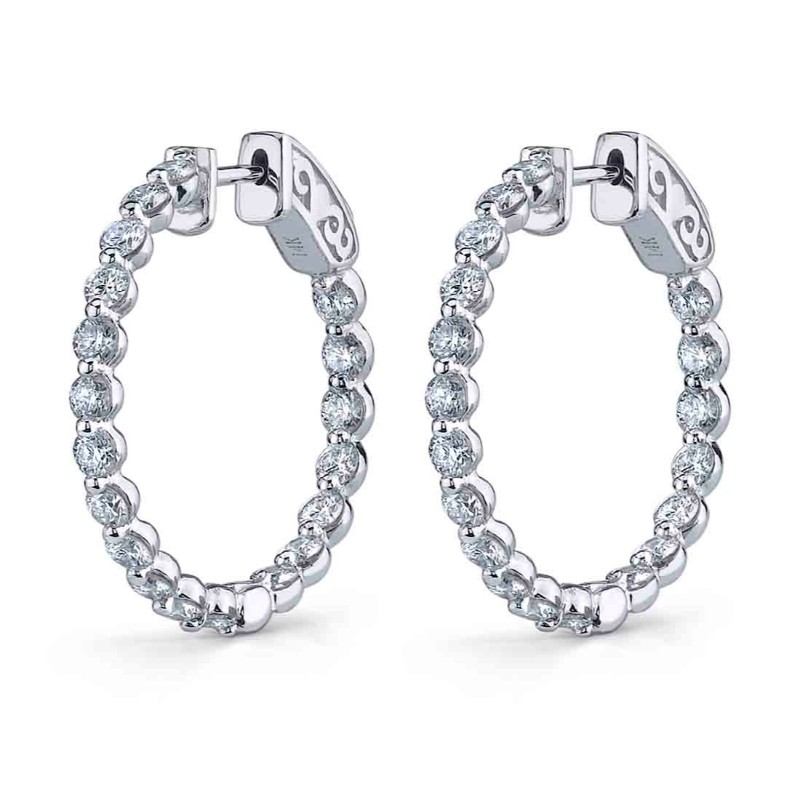 Single Prong Diamond Hoop Earrings - 23MM