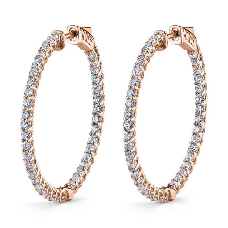 Thin Diamond Hoop Earrings - 35MM