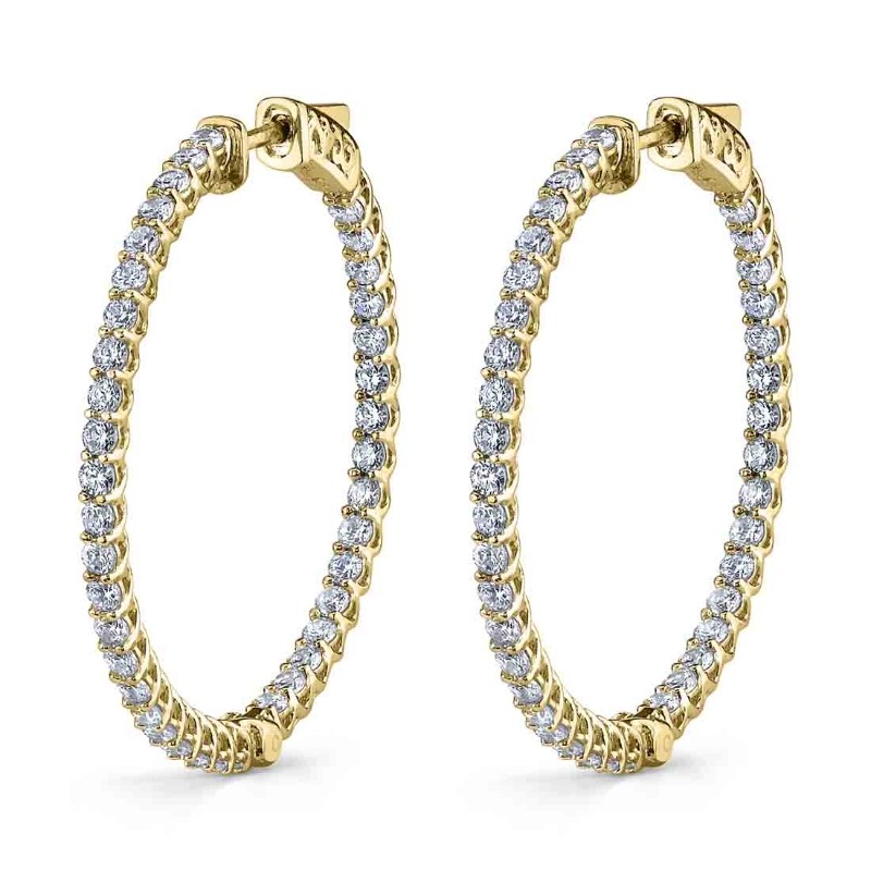Thin Diamond Hoop Earrings - 35MM